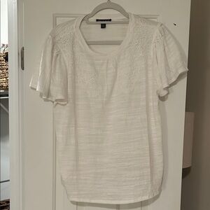 Cable & Gauge White Textured Blouse